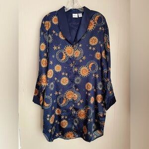 Vintage 90s Simple Pleasures Celestial Moon & Stars Zodiac Oversized Sleep Shirt